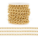 5m Oxidation Aluminum Textured Curb Chains, Twisted Chains, Unwelded, with Spool, Light Gold, 10.5x6.5x3.2mm, about 16.40 Feet(5m)/Set(CHA-TA0001-38)
