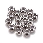 304 Stainless Steel Beads, with Rubber Inside, Slider Beads, Rondelle, Stainless Steel Color, 8x4mm, Hole: 3.5mm, Rubber Hole: 2mm(X-STAS-L222-41B-P)