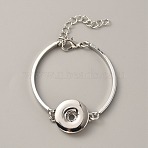Alloy Interchangeable Snap Link Bracelet Settings with Iron Curved Rectangle, Platinum, 5-1/2 inch(14cm)(BJEW-WH0014-006)