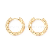 Hammered Small Huggie Hoop Earrings for Girl Women, Real 18K Gold Plated, 9 Gauge, 3x17mm, Pin: 1mm(EJEW-I260-06G-NR)