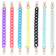 WADORN 7Strands 7 Colors Bag Strap Chains, Acrylic Plastic Curban Chains, with Alloy Clasps, Fashionable Replacement Clutches Handles, for Handbags, Purse DIY Craft, Mixed Color, 31~31.2cm, 1strand/color(AJEW-WR0001-18)