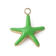 304 Stainless Steel Enamel Charms, Golden, Starfish, 14x12x3.5mm, Hole: 1.5mm(STAS-G353-03G-07)