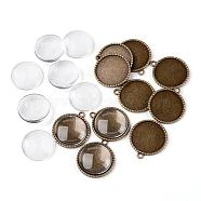 25mm Transparent Clear Domed Glass Cabochon Cover for Alloy Photo Pendant Making, Cadmium Free & Nickel Free & Lead Free, Tree of Life, Antique Bronze, Pendant: 32x28x2mm, Hole: 2mm(KK-X0024-NR)