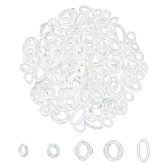 PandaHall Elite 100Pcs 5 Style Transparent Acrylic Linking Rings, AB Color Plated, Imitation Gemstone Style, Quick Link Connectors, For Jewelry Curb Chains Making, Mixed Shapes, Clear AB, 20Pcs/Style(PACR-PH0001-03)