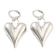 Rack Plating Brass Heart Dangle Leverback Earrings, Long-Lasting Plated, Lead Free & Cadmium Free, Platinum, 41x20mm(EJEW-A028-22P)