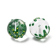 Handmade Glass Enamel Beads Strands, Round, Green, 13x12mm, Hole: 1.2mm, about 30pcs/strand(LAMP-A001-A12)