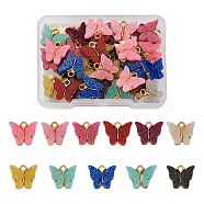 44Pcs 11 Colors Vintage Alloy Acrylic Charms, for DIY Hoop Earing Accessories, Butterfly Shape, Golden, Mixed Color, 14x12mm, 4pcs/color(PALLOY-TA0002-38)