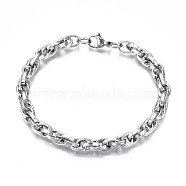 201 Stainless Steel Rope Chain Bracelet, Aries Constellation Pattern Bracelet for Men Women, Stainless Steel Color, 8-7/8 inch(22.5cm)(BJEW-S057-82)