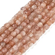 Natural Sunstone Beads Strands, Faceted, Cube, 3.5~4.5x3.5~4x3.5mm, Hole: 0.6mm, about 103~106pcs/strand, 15.55'~15.75''(39.5~40cm)(G-H042-A01-02)