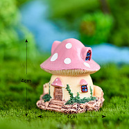 Resin Miniature Mini Mushroom House, Home Micro Landscape Decorations, for Fairy Garden Dollhouse Accessories Pretending Prop Decorations, Pink, 40x40mm(MIMO-PW0001-199A-01)