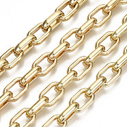 Alloy Cable Chains, with Spool, Long-lasting Plated, Cadmium Free & Nickel Free & Lead Free, Unwelded, Golden, 15.5x9.7x3.7mm, about 32.8 Feet(10m)/roll(LCHA-S001-004-NR)