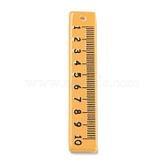 Study Style Opaque Acrylic Sided Pendants, Ruler, Orange, 49.5x9x2.4mm, Hole: 2mm(MACR-D027-03F)
