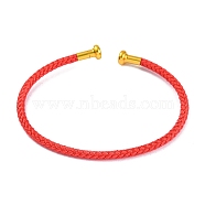 Braided Carbon Steel Wire Bracelet Making, with Golden Plated Brass End Caps, Orange Red, 0.25cm, Inner Diameter: 2-3/8 inch(6.1cm)(MAK-A017-B35)