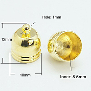 Brass Cord Ends, Golden, 12x10mm, Hole: 1mm, Inner Diameter: 8.5mm(X-KK-D217-12x10-G)