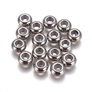 304 Stainless Steel Beads, with Rubber Inside, Slider Beads, Stopper Beads, Rondelle, Stainless Steel Color, 8x4mm, Hole: 3.5mm, Rubber Hole: 2mm(X-STAS-L222-41B-P)