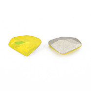 K9 Glass Rhinestone Cabochons, Pointed Back & Back Plated, Faceted, Diamond, Citrine, 9x14x4.5mm(MRMJ-N029-23-01)