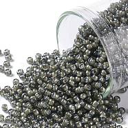 TOHO Round Seed Beads, Japanese Seed Beads, (371) Inside Color Black Diamond/White Lined, 11/0, 2.2mm, Hole: 0.8mm, about 50000pcs/pound(SEED-TR11-0371)