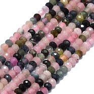 Natural Tourmaline Beads Strands, Faceted, Rondelle, 2~2.5x2mm, Hole: 0.5mm, about 223~226pcs/strand, 14.96~15.16 inch(38~38.5cm)(G-G106-A10-01)