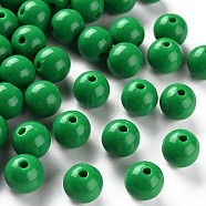 Opaque Acrylic Beads, Round, Green, 10x9mm, Hole: 2mm, about 940pcs/500g(MACR-S370-C10mm-24)