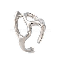 Rack Plating Brass Cuff Rings, Long-Lasting Plated for Women, Lead Free & Cadmium Free, Platinum, Inner Diameter: 17.8mm(RJEW-D025-07P)