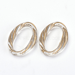 Plating Acrylic Linking Rings, Metal Enlaced, Oval, Clear, 31x21x5mm, about 435pcs/500g(OACR-S016-65)