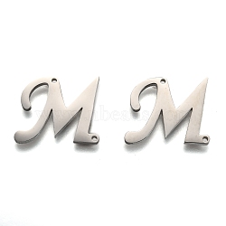 Non-Tarnish 304 Stainless Steel Links Connectors, Letter, for Personalized Name Necklace Making, Letter.M, 15.5x19x1.5mm, Hole: 0.9mm(STAS-Y006-60P-M)