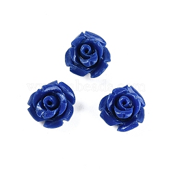 Synthetic Coral Carved Beads, Dyed, Flower, Medium Blue, 10x8.5mm, Hole: 1.3mm(CORA-M001-07D)