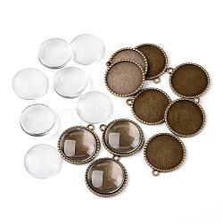 25mm Transparent Clear Domed Glass Cabochon Cover for Alloy Photo Pendant Making, Cadmium Free & Nickel Free & Lead Free, Tree of Life, Antique Bronze, Pendant: 32x28x2mm, Hole: 2mm(KK-X0024-NR)