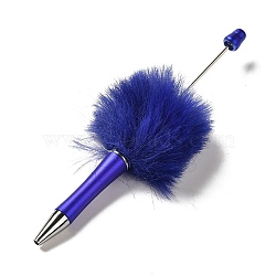 Plastic Ball-Point Pen, Plush Pompom Ball Beadable Pen, for DIY Personalized Pen with Jewelry Bead, Dark Blue, 145x53mm, Pin: 1.8mm(AJEW-P118-01C)