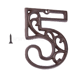 Iron Home Address Number, with Screw, Number, Num.5, 114x86x6mm, Hole: 5mm(IFIN-GF0001-02E)