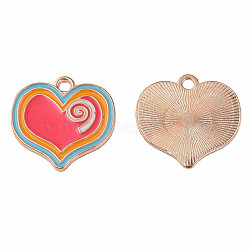 Alloy Enamel Pendants, Cadmium Free & Lead Free, Heart, Light Gold, Orange Red, 19x20x1mm, Hole: 1mm(PALLOY-N160-87)