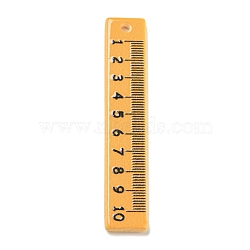 Study Style Opaque Acrylic Sided Pendants, Ruler, Orange, 49.5x9x2.4mm, Hole: 2mm(MACR-D027-03F)