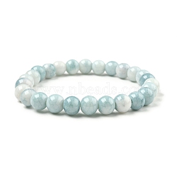 Glass Round Beaded Stretch Bracelet, Pale Turquoise, Inner Diameter: 2-1/8 inch(5.5cm)(BJEW-TA00378-01)