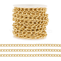 5m Oxidation Aluminum Textured Curb Chains, Twisted Chains, Unwelded, with Spool, Light Gold, 10.5x6.5x3.2mm, about 16.40 Feet(5m)/Set(CHA-TA0001-38)