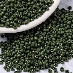 MIYUKI Round Rocailles Beads, Japanese Seed Beads, 8/0, (RR501) Opaque Avocado, 8/0, 3mm, Hole: 1mm, about 422~455pcs/10g(X-SEED-G008-RR0501)