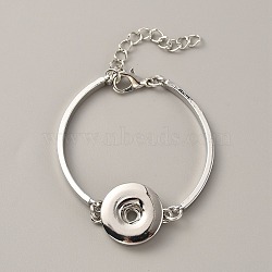 Alloy Interchangeable Snap Link Bracelet Settings with Iron Curved Rectangle, Platinum, 5-1/2 inch(14cm)(BJEW-WH0014-006)