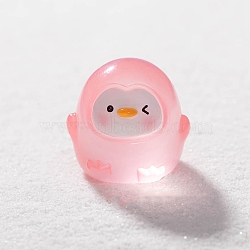 Luminous Resin Penguin Miniature Ornaments, for Garden Dollhouse Accessories, Glow in the Dark, Pink, 26x24mm(PW-WGF8C7A-01)