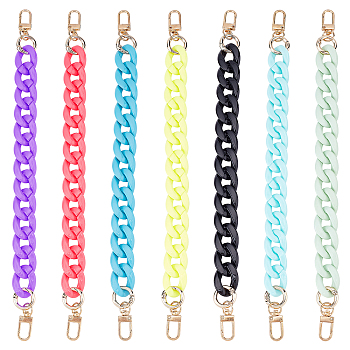 WADORN 7Strands 7 Colors Bag Strap Chains, Acrylic Plastic Curban Chains, with Alloy Clasps, Fashionable Replacement Clutches Handles, for Handbags, Purse DIY Craft, Mixed Color, 31~31.2cm, 1strand/color