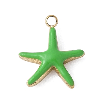 304 Stainless Steel Enamel Charms, Golden, Starfish, 14x12x3.5mm, Hole: 1.5mm