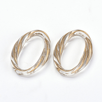 Plating Acrylic Linking Rings, Metal Enlaced, Oval, Clear, 31x21x5mm, about 435pcs/500g
