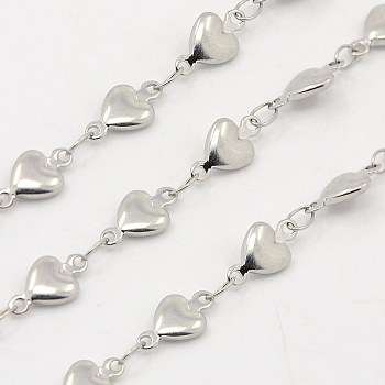 304 Stainless Steel Heart Chains, Decorative Chains, Soldered, Stainless Steel Color, 5.5x2mm