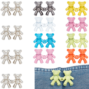 12 Sets 9 Colors Zinc Alloy Button Pins for Jeans, Garment Accessories, Bear, Mixed Color, 40x26.5x9.7mm