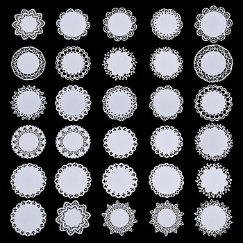 3 Sets 2 Styles Round Lace Scrapbooking Paper Pads, for DIY Scrapbooking, Photo Album, White, 9.9~10.3x0.02cm, 10pcs/set