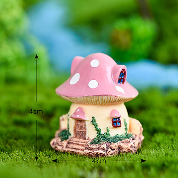 Resin Miniature Mini Mushroom House, Home Micro Landscape Decorations, for Fairy Garden Dollhouse Accessories Pretending Prop Decorations, Pink, 40x40mm