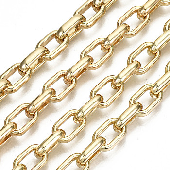 Alloy Cable Chains, with Spool, Long-lasting Plated, Cadmium Free & Nickel Free & Lead Free, Unwelded, Golden, 15.5x9.7x3.7mm, about 32.8 Feet(10m)/roll