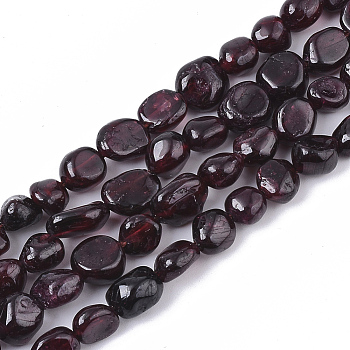 Natural Garnet Beads Strands, Nuggets, Tumbled Stone, 5~11x5~8x3~6mm, Hole: 0.8mm, about: 52~56pcs/Strand, 15.94 inch(40.5cm)