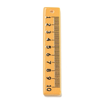Study Style Opaque Acrylic Sided Pendants, Ruler, Orange, 49.5x9x2.4mm, Hole: 2mm