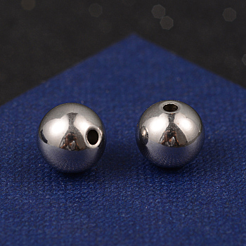 Round 304 Stainless Steel Beads, Stainless Steel Color, 10x9mm, Hole: 2mm