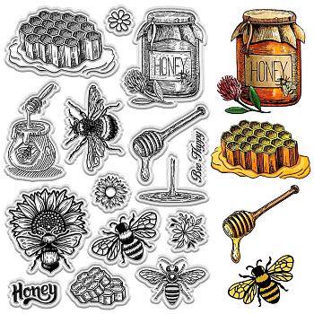 Custom PVC Plastic Clear Stamps, for DIY Scrapbooking, Photo Album Decorative, Cards Making, Stamp Sheets, Film Frame, Bees, 160x110x3mm