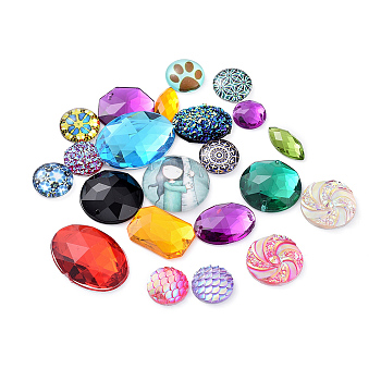 Mixed Findings, Links & Cabochons, Mixed Color, 10~25x10~20x4~6mm, Hole: 0~1mm, about 167pcs/100g